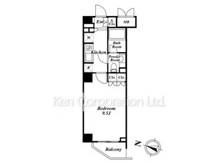 プレミアステージ市ヶ谷河田町(1K/2階)の間取り写真