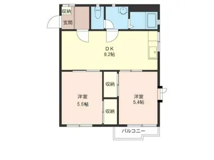 グリーンハイム(2DK/2階)の間取り写真