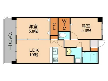 ヴェルソーIII番館(2LDK/8階)の間取り写真