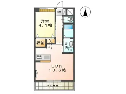 ツヴェルフ湘南(1LDK/3階)の間取り写真