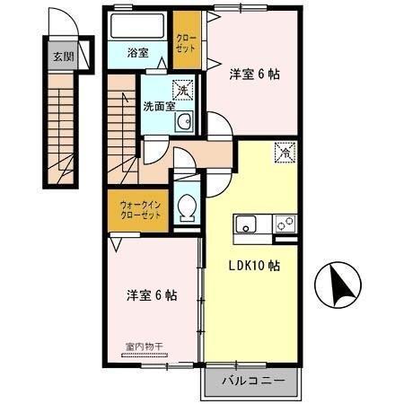 グレースメゾンB棟(2LDK/2階)の間取り写真