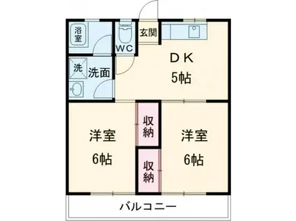 オリーブと春のコーヒーB棟(2DK/1階)の間取り写真