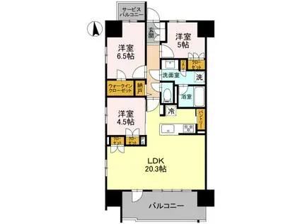 レーベン野々市 ONETHEREA(3LDK/8階)の間取り写真