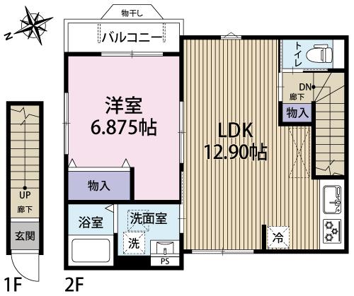 シエル西荻北(1LDK/2階)の間取り写真