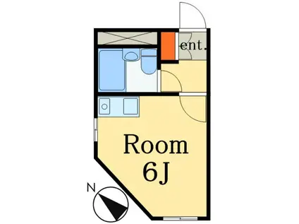 同花ビル(ワンルーム/2階)の間取り写真