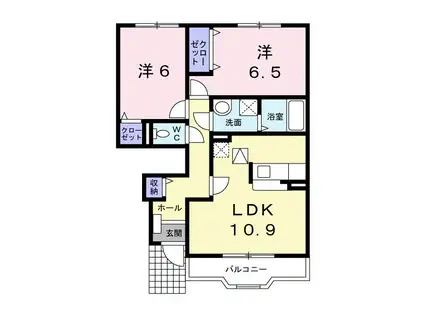 花水木III(2LDK/1階)の間取り写真