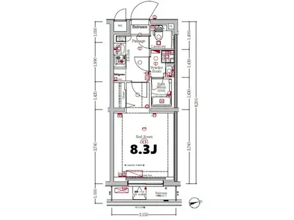 XEBEC経堂(1K/2階)の間取り写真