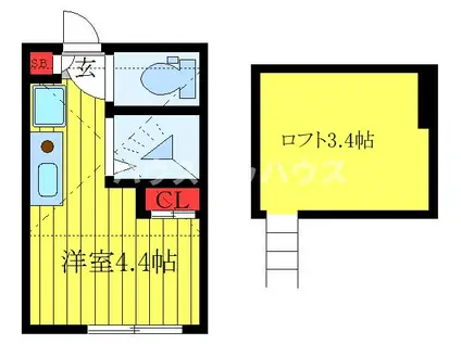 ハーモニーテラス稲荷台(ワンルーム/2階)の間取り写真