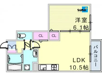 セントヴィレッジ(1LDK/2階)の間取り写真