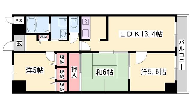 キャッスルコート福崎(3LDK/4階)の間取り写真