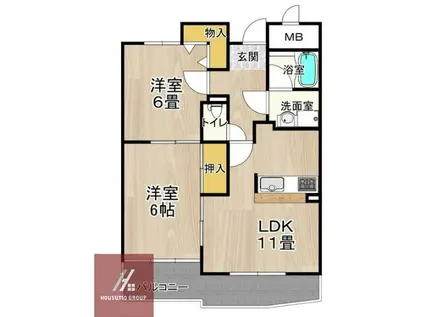 フレアコート京橋(2LDK/6階)の間取り写真