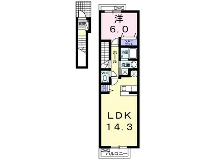 ベル・シュエット(1LDK/2階)の間取り写真