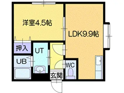 クレセール清田(1LDK/1階)の間取り写真