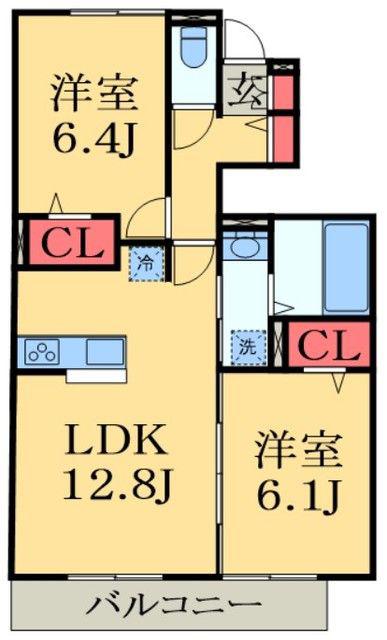 リオハイト(2LDK/1階)の間取り写真