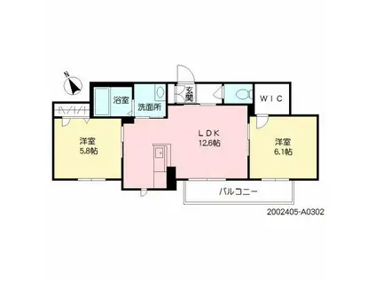 クロシェット (2LDK/3階)の間取り写真