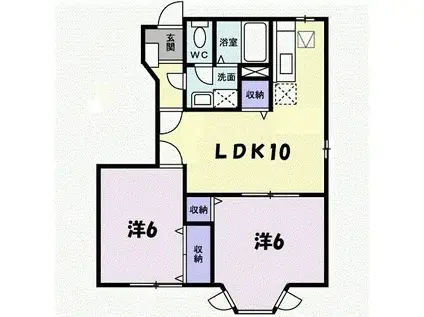 ライジングヒルズ(2LDK/1階)の間取り写真