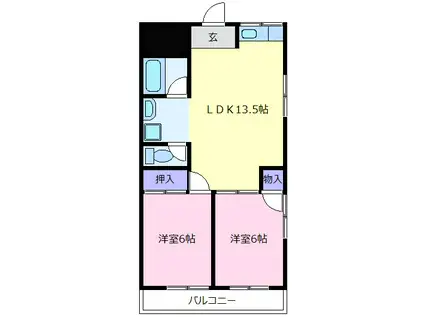 北野マンション(2LDK/2階)の間取り写真