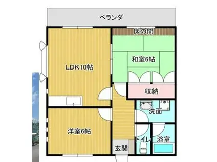 加藤ハイツ(2LDK/2階)の間取り写真