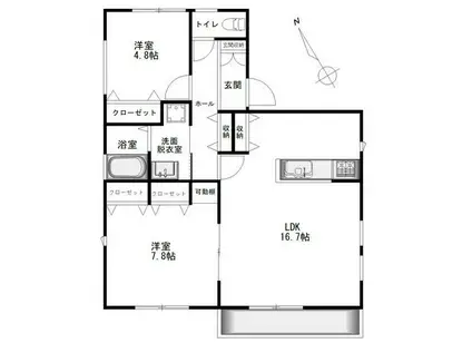 イーストピークシャルム(2LDK/2階)の間取り写真