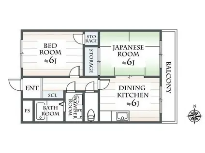 チャイルドシティB(2DK/3階)の間取り写真