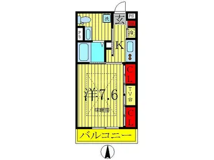 リブリ・ディファレント(1K/2階)の間取り写真