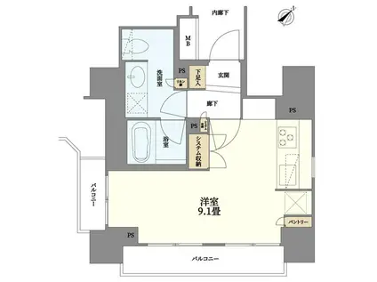 日本橋ヴォアール(ワンルーム/6階)の間取り写真