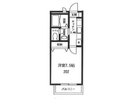 クラッピングハウス(1K/2階)の間取り写真