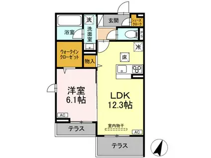 エスペリア・K(1LDK/1階)の間取り写真