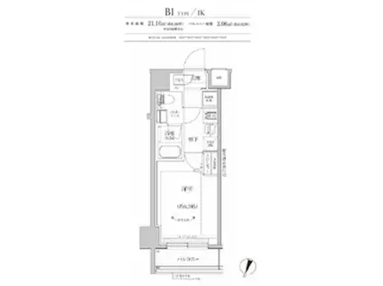 リルシア横濱元町(1K/3階)の間取り写真