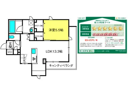 パークウエスト北浦和(1LDK/2階)の間取り写真