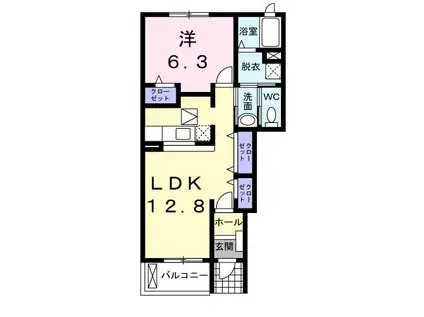 ダイヤモンドフラット I(1LDK/1階)の間取り写真