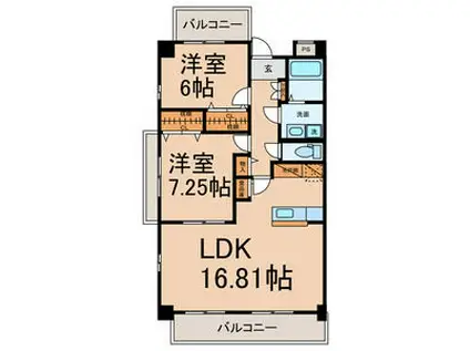 グランドガーデン・テラスきたやま(2LDK/4階)の間取り写真