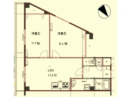 ヒサトミマンション(2LDK/2階)の間取り写真