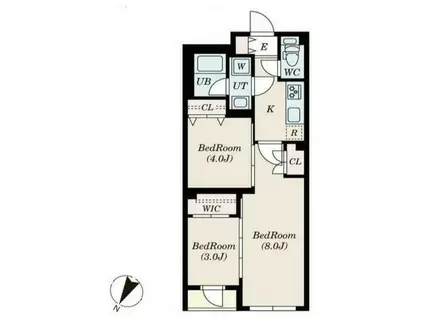 ゲートマークス三軒茶屋(3K/2階)の間取り写真