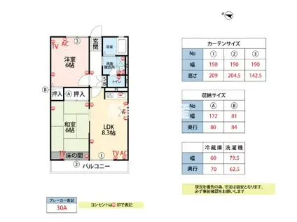 ラフォーレ高木瀬(2DK/1階)の間取り写真