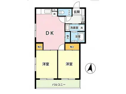 メゾンタカノハVI(2DK/2階)の間取り写真