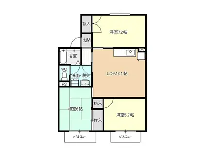 サティスフェール(3LDK/2階)の間取り写真