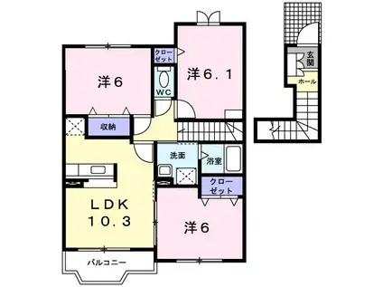 エクセラン・Y(3LDK/2階)の間取り写真