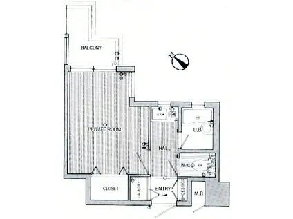ダイナコート大博通(1K/4階)の間取り写真