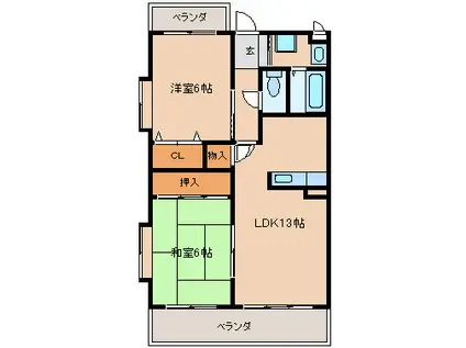 プレステージ百年公園(2LDK/2階)の間取り写真