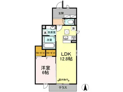 グランテージA(1LDK/1階)の間取り写真