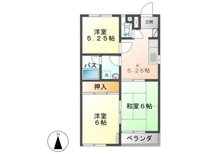 アップルハイツ英(3K/2階)の間取り写真