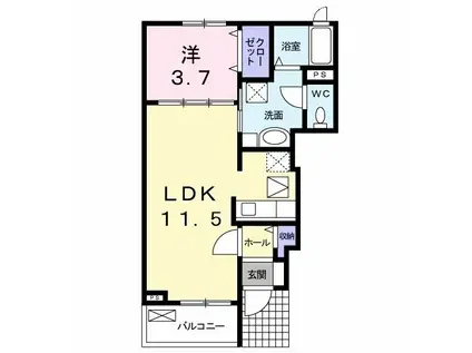 グランデ本田(1LDK/1階)の間取り写真