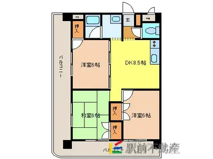 メゾン原II(3DK/10階)の間取り写真