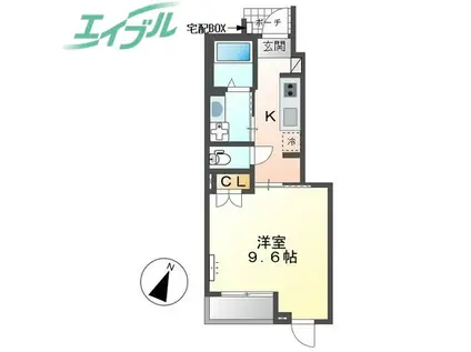 ASAHIHILLS(1K/1階)の間取り写真