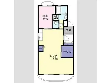 グリーンコート浅井(1LDK/2階)の間取り写真