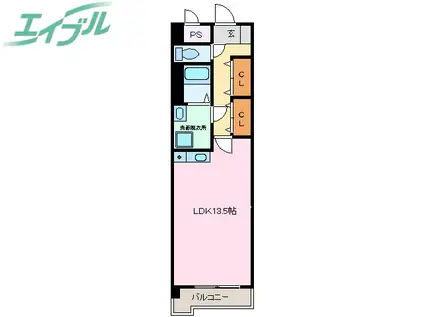 ミカーサ安島(ワンルーム/3階)の間取り写真