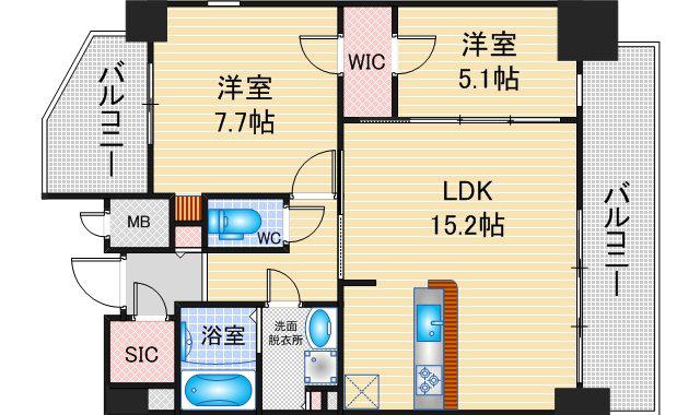 S-RESIDENCE上社南AMANTE(2LDK/4階)の間取り写真