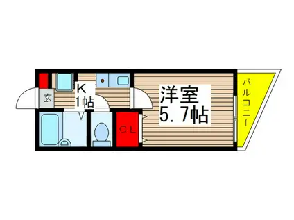 プルミエル志木(1K/2階)の間取り写真