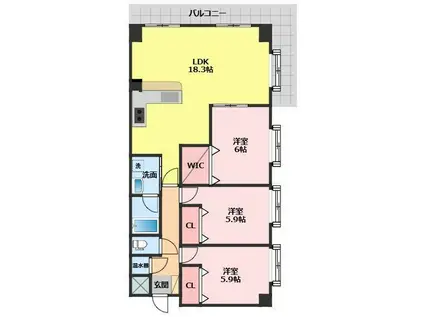 マンションサンフラワー(3LDK/3階)の間取り写真